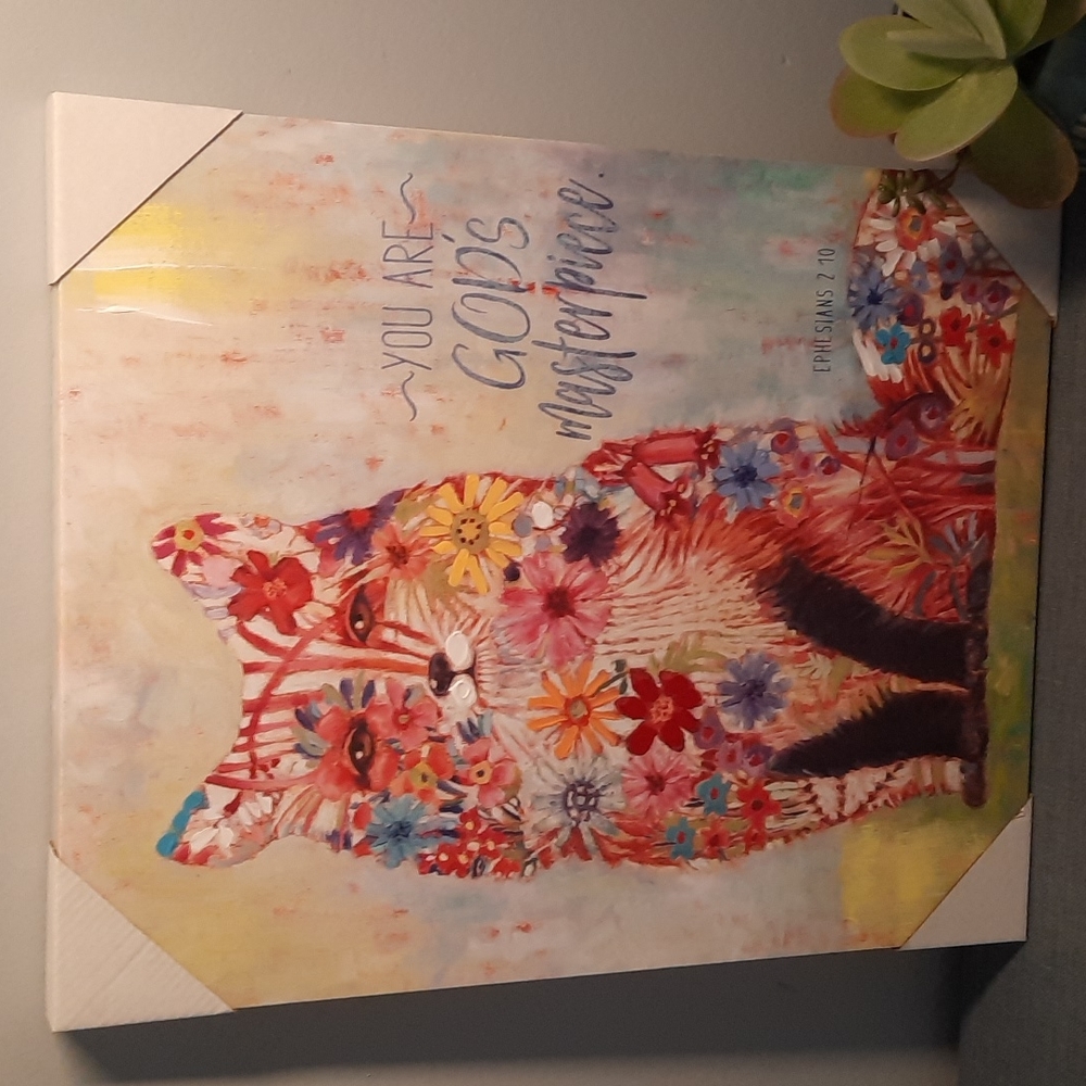 Canvas Print Fox Floral Wall Art Home Decor